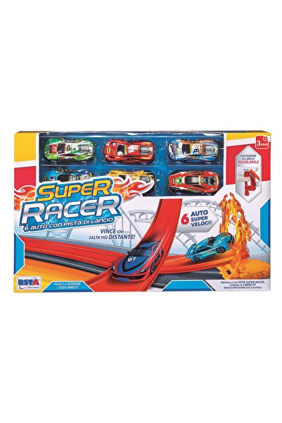 RS Toys Set de joaca Pista masinute, Super Racer, 6 masinute incluse, pista f...