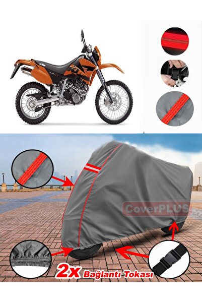 CoverPlus KTM 640 LC4 القماش المشمع غطاء دراجة نارية غطاء خيمة أحمر مخيط رمادي