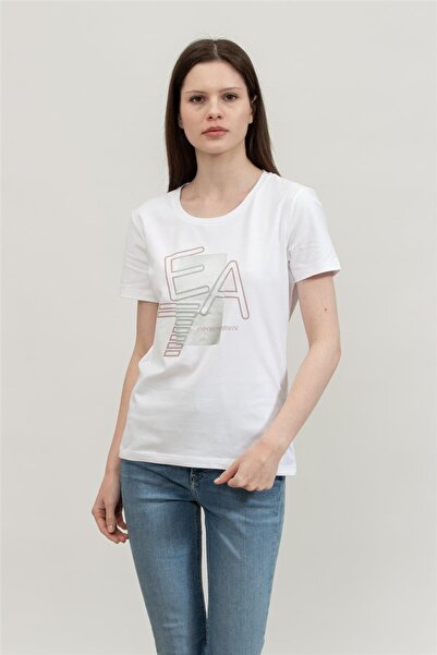 EA7 Kadın Bisiklet Yaka T-Shirt