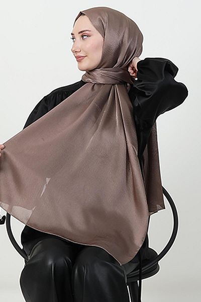 GİYZAMİLA Pearl Satin Shawl Dark Mink