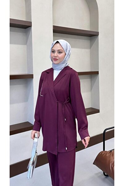 Esvet Store KADIN İPEK CUPRA TAŞ İŞLEMELİ BAĞLAMALI ŞIK İKİLİ TAKIM