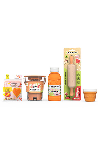 ChildGen Doğal Hamur-Kum-Boya Renk Seti - Turuncu