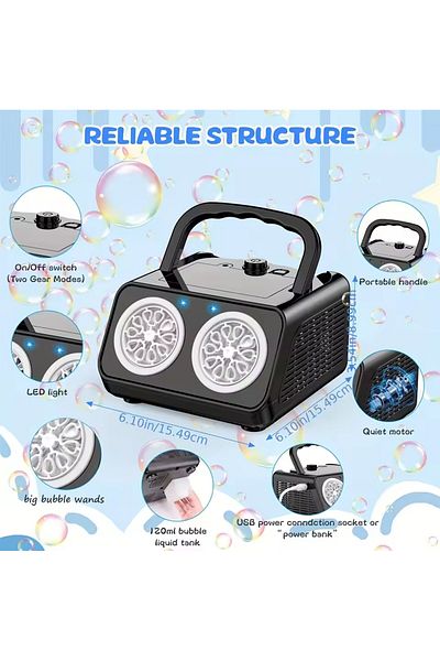 Choice black Automatic Bubble Machine Upgrade Bubble Blower with 2 Fans, 20000+ Bubbles Per Minute Bubbles