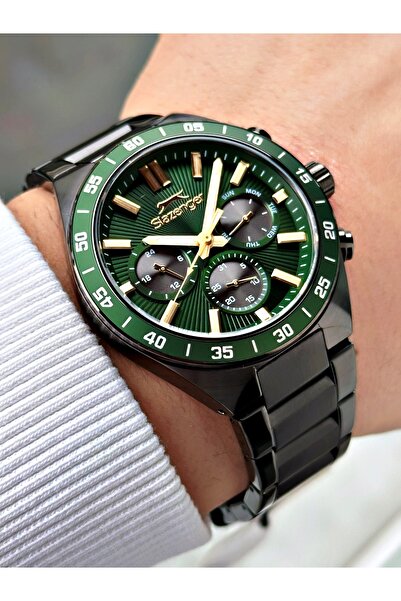 Slazenger Black-Green Color 10 Atm Waterproofness Steel Cord Steel Case Men's...