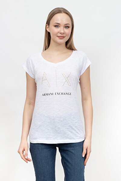 Armani Exchange Baskılı Beyaz Kadın T-Shirt 3RYTFF
