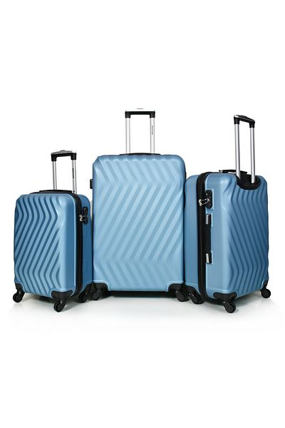 MORANO Murano 3 Piece Unisex Luggage Set in Silver, 28" - 24" - 20".