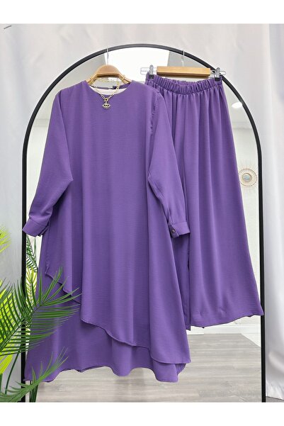 YEDİLALE ASİMETRİK KESİM SALAŞ YAZLIK İKİLİ TAKIM [1 numara 38-40 beden, 2(40-42), 3( 42-44), 4 (44-46) ]