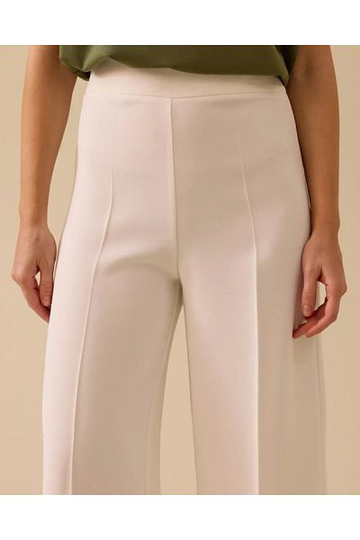SEÇİL High Waist Wide Leg Ecru Trousers