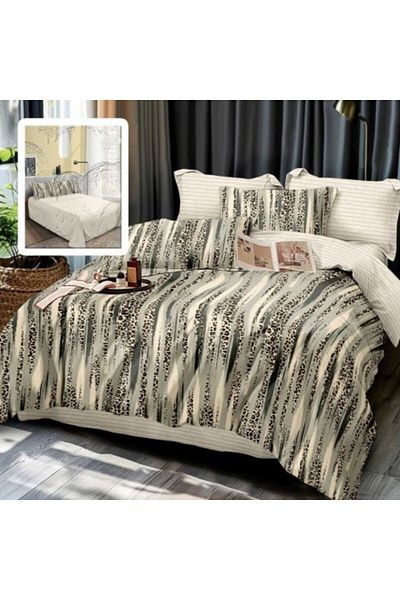 Pucioasa Double bed linen made of fine satin, blanket cover 200x220cm, set of 6 pieces, animal print