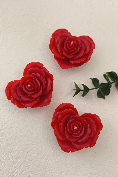 Handmade Güllü Kalp Mum