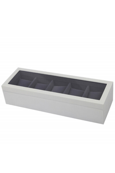PUFO Elegant wooden box for storing and organizing 5 watches, Gentle model with velvet interior