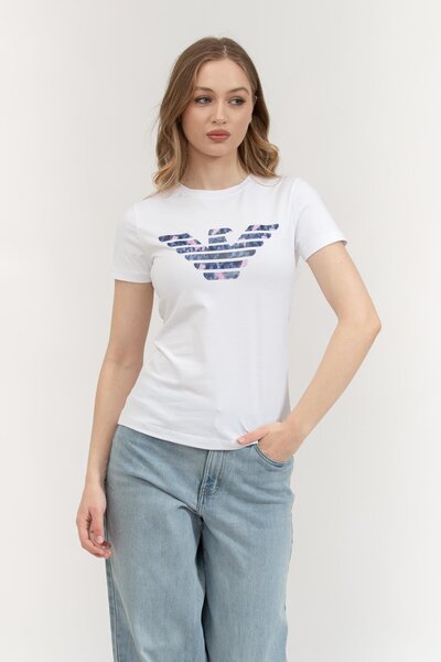 Emporio Armani Kadın Bisiklet Yaka T-Shirt Beyaz