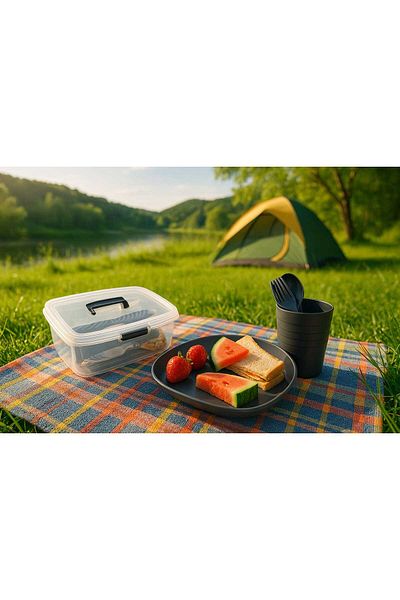 denizhomecollection 32 Piece Plastic Picnic Set - Anthracite Color