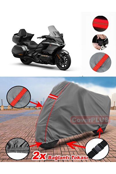 CoverPlus Honda Goldwing GL 1800 Branda Motor Brandası Motorsiklet Örtüsü Çadır Kırmızı Dikişli Gri