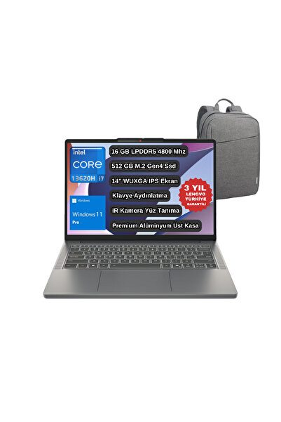 LENOVO IP Slim 3 14IRH10WZ1 Core İ7 13620H 16GB 512GB SSD 14" Wuxga W11P Notebook - Lenovo Çanta