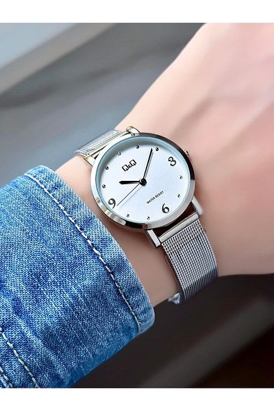 Q&Q Wicker Cord Silver Color Women's Wristwatch