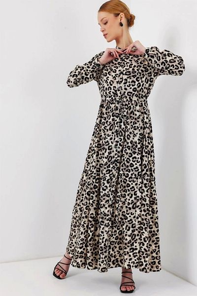 Kaplan 2144 Rochie Hijab cu guler dominator - K. Bej