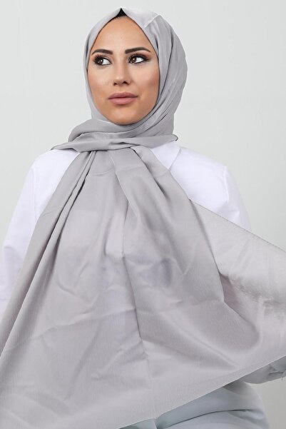 GİYZAMİLA Şal din satin perlat gri