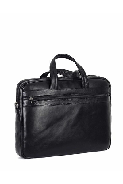 Aka Deri Black Leather Laptop Briefcase - 246 1