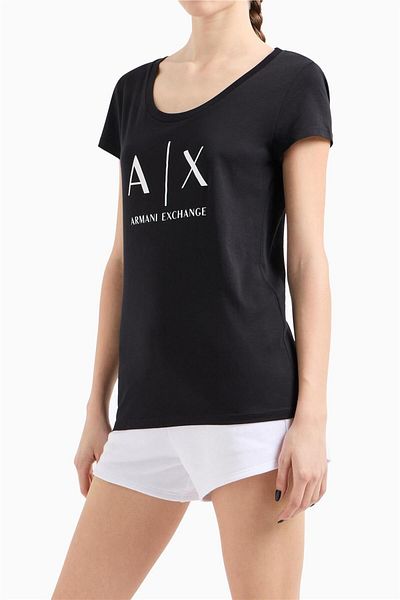 Armani Exchange Дамска тениска с кръгла яка