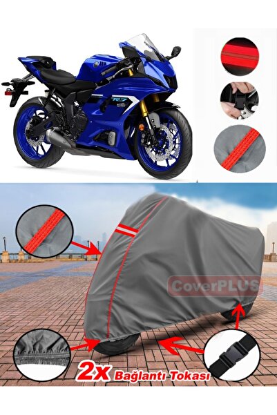 CoverPlus Yamaha R7 Branda Motor Brandası Motorsiklet Örtüsü Çadır Kırmızı Dikişli Gri