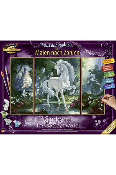 SCHIPPER Set pictura pe numere Schipper Triptic - A unicorn in the magic forest