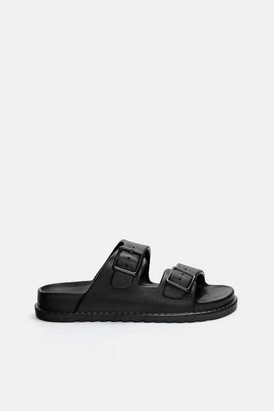 Pull & Bear Rubberised flat sandals with buckle