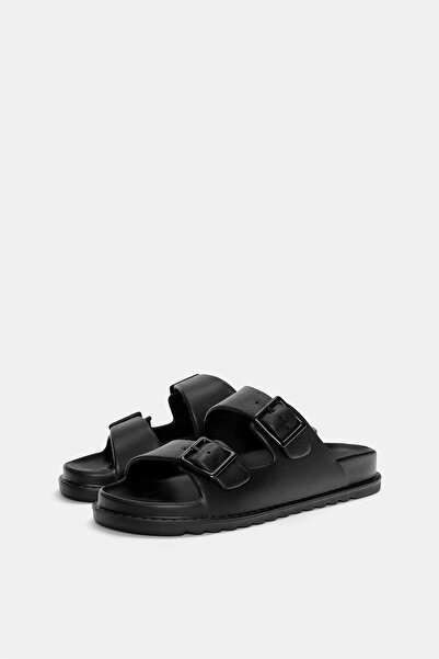 Pull & Bear Tokalı ve kaplamalı düz terlik