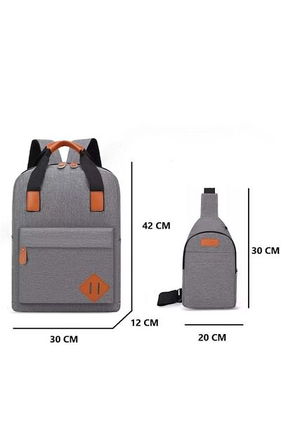 CRACOS Multifunctional Backpack ®, 15", 3 Pieces, 30x12x42 Cm, Ideal For Everyday Activities, Gray
