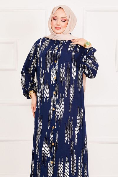 EBRUTESETTÜR Buttoned Viscose Hijab Dress
