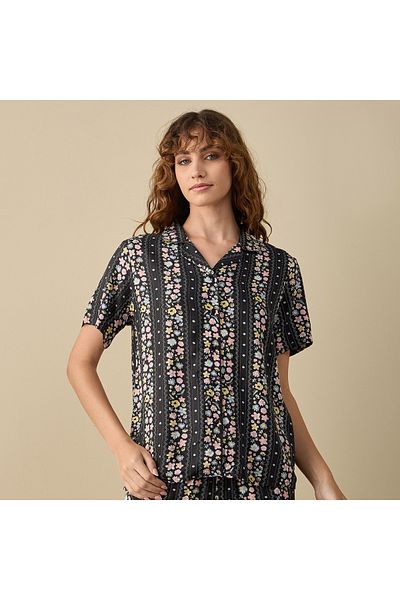 FAV Floral Print Short Sleeves Shirt and Pyjama Set