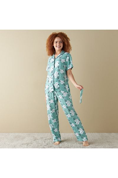 FAV All-Over Floral Print Shirt with Pyjama and Eyemask