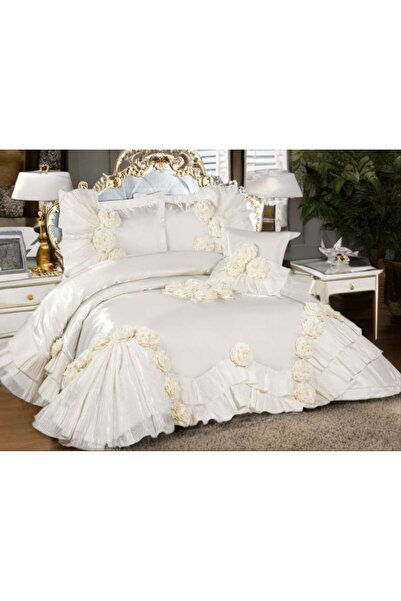 BALADI HOME High Quality Dowry Bed Cover - French Lace and Quilted, Set 4 Pieces