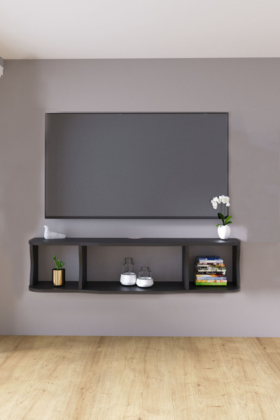 HMC DECOR 120cm Ayaksız Duvara Monteli Tv Ünitesi Antrasit Gri