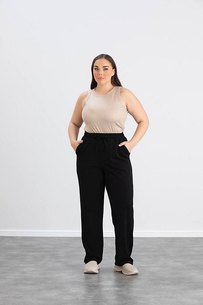 wearon tekstil Women's Plus Size Crystal Fabric Waist Elastic Pants