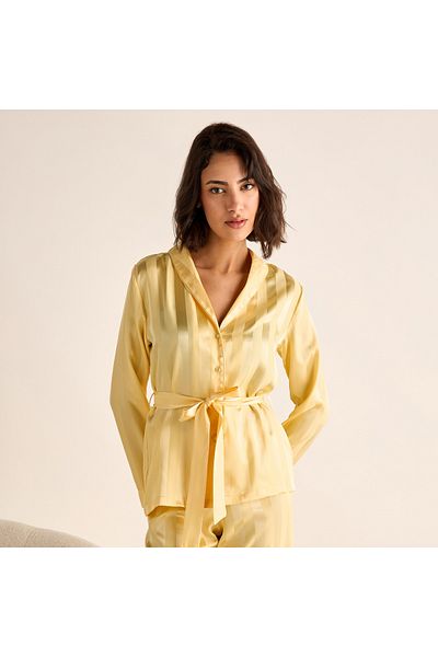 FAV Striped Jacquard Shirt and Pyjama Set