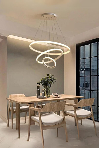 Elektroyou Robin 3'lü Beyaz Beyaz Ledli Modern Avize