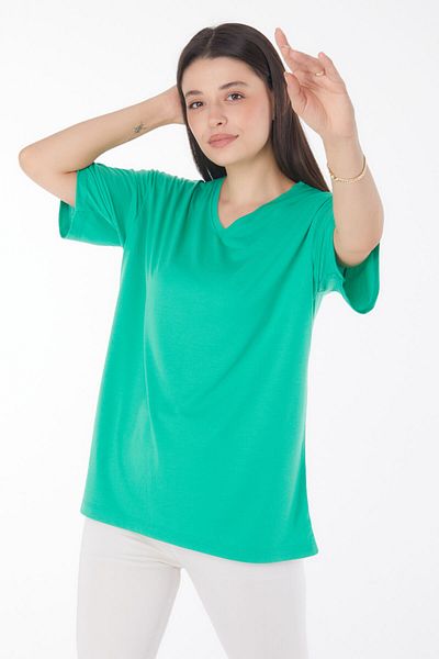 TOFİSA V-Neck T-Shirt Green - 25767