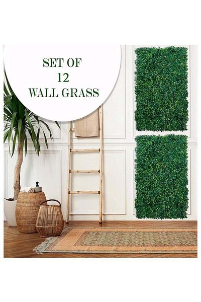 DRAMA HOME 60*40cm Artificial Grass Wall Set of 12 Pieces for Decorating Gardens, Homes and Swimming Pools