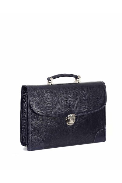 Aka Deri Leather Navy Blue Briefcase 255 62