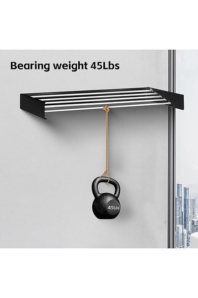 COOYA Foldable invisible clothes drying rack,wall-mounted,sturdy and durable,suitable for balcony,black