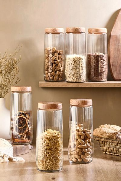 kalitebudur34 1500ml Large Painted Glass Jars Set - 6 Pieces with Vacuum Lids and Bakliyat Tag Gift