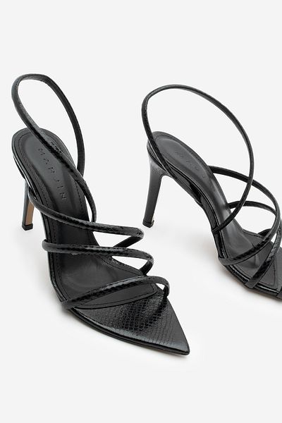 Marjin Schwarze Cerona – Damen-Sandalen mit spitzer Zehenpartie und Knöchelriemen