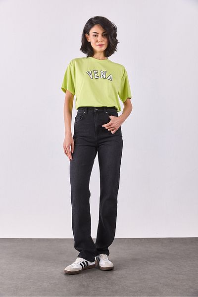 VENA Jeans Printed Crew Neck Regular Fit T-Shirt - Lime