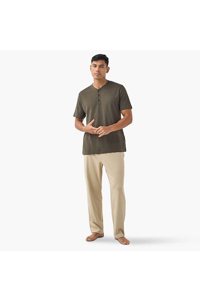 FAV Plain Henley Neck T-shirt and Pyjama Set