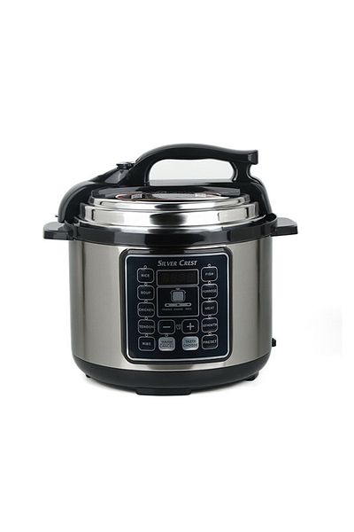 Silver Crest 10 In 1 Electric Pressure Cooker Instant Programmable Smart Pot 1050 Watts, 6 Liters, Black MES6817
