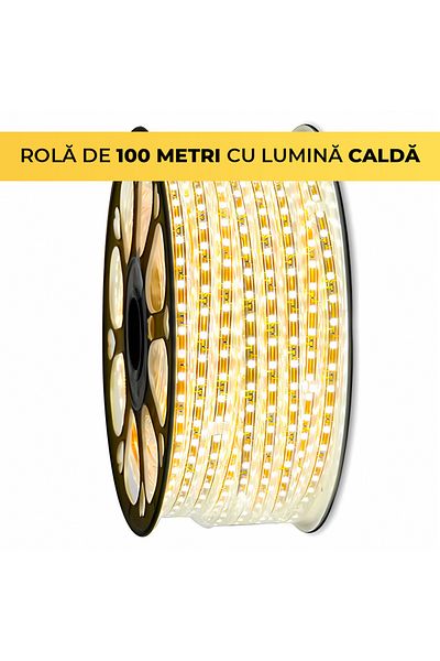 CLASSLIGHTS Led Strip 220v, 3000k, Warm White Light, 120led/m, Ip65, 100 Meter Roll,