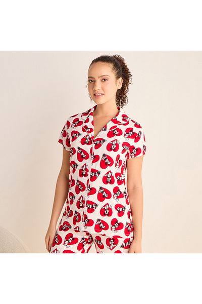 FAV All-Over Mickey and Minnie Print Shirt and Pyjama Set