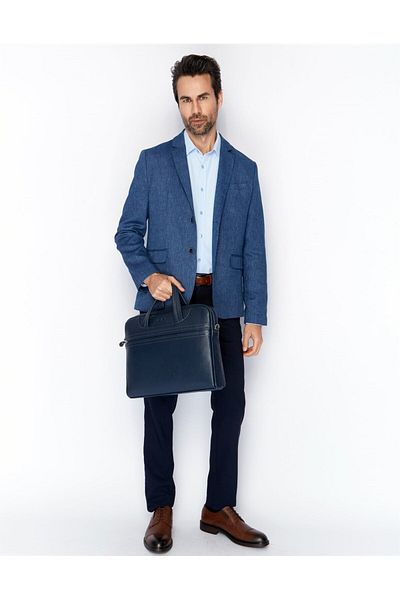 Aka Leather Navy Blue Briefcase 298 17