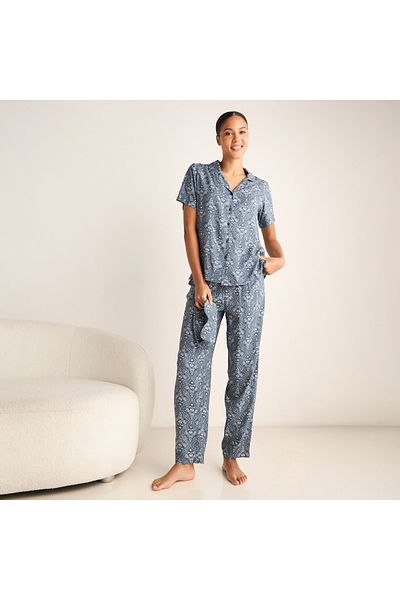 FAV Floral Print Short Sleeves Shirt and Pyjama Set